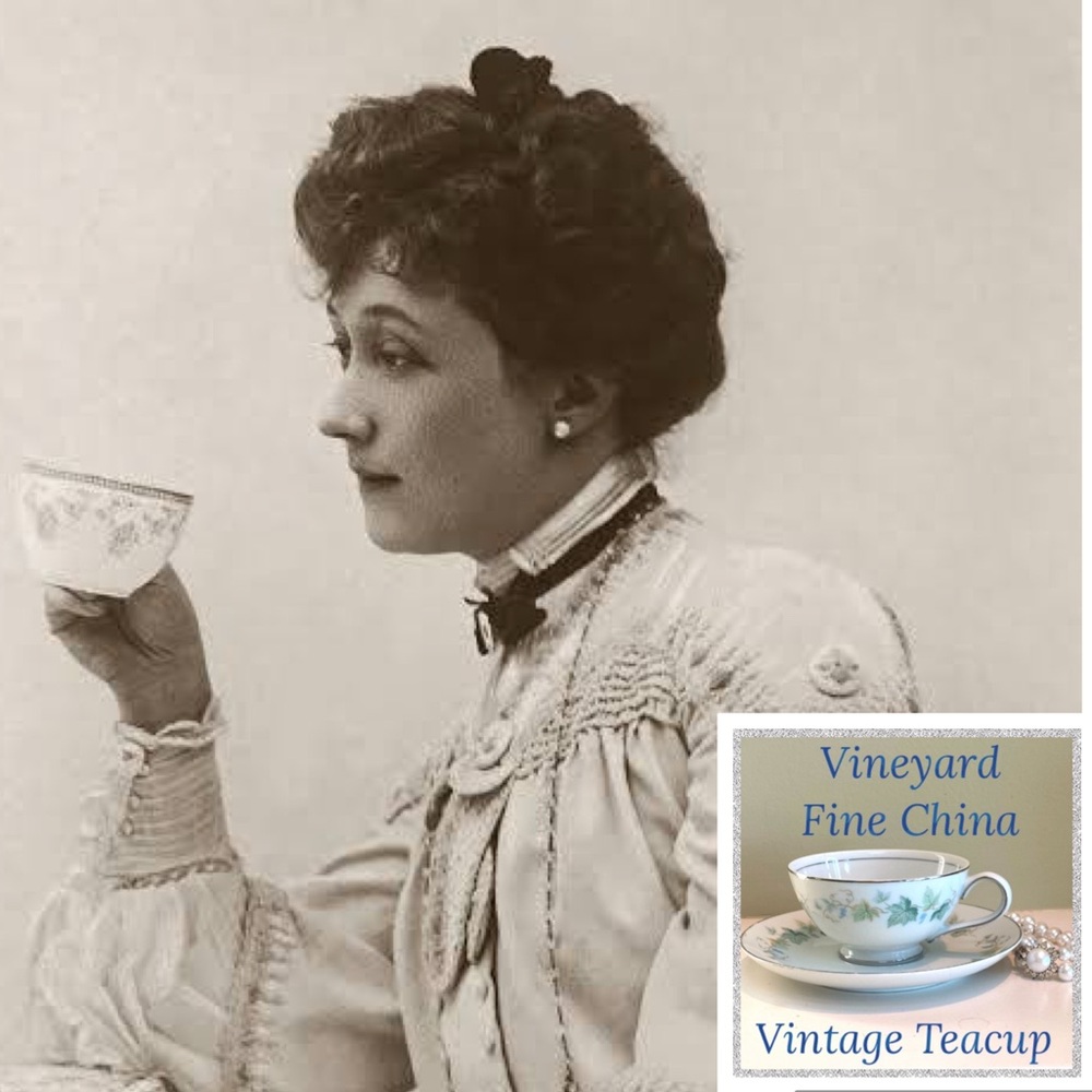 Vintage Teacup With Saucer Set Floral Vineyard Manor Fine China Japan Grape Leaf